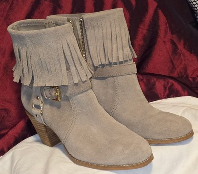 Ralph Lauren Womens Size 9 B Grey Suede Zip Buckle Ankle Fashion Boots Bootie