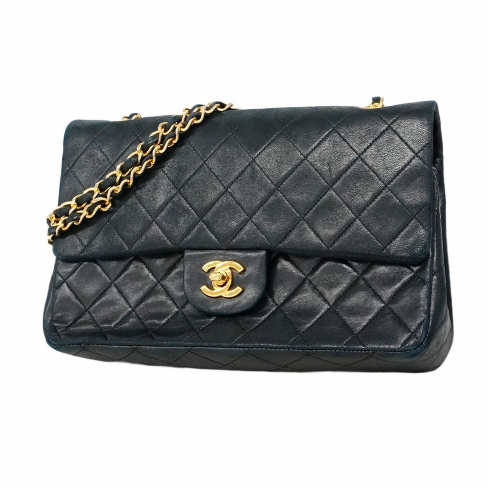 Chanel Black Lambskin Matelasse W Flap Chain Shoulder Bag GZl19mfk-image
