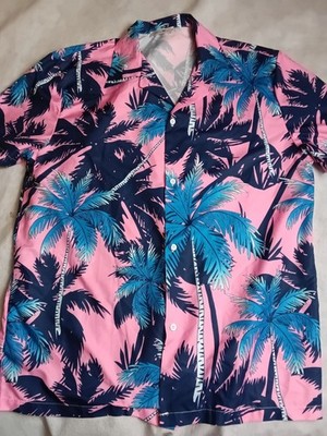 Charmkp R Shirt Mens XXL Palm Trees Print Short Sleeve Hawaiian Shirt