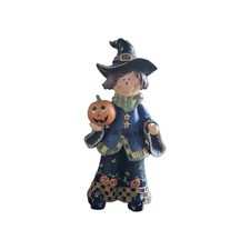 Adorable Polyresin Witch with Jack-O -Lantern