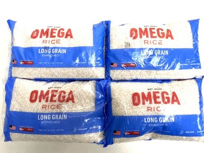 8 Lbs. - 4 bags, 2 lbs.  each bag - Omega Long Grain White Rice -  Best By  2027