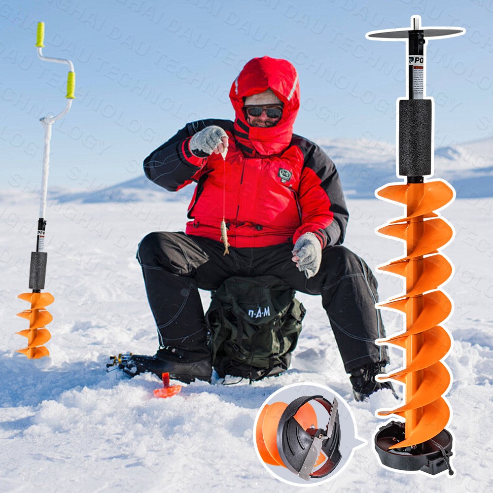 8'' Ice Auger Bit for Ice Fishing w/ Universal Adapter Replaceable Blade Kits
