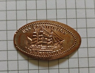 Elongated Coin Quetschmünze Prägemünze USA Boston USS Constitution Old Ironside 