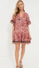 Ulla Johnson Hollyhock Malie Mini Dress Pink 4 Boho Oversized Floral Peasant