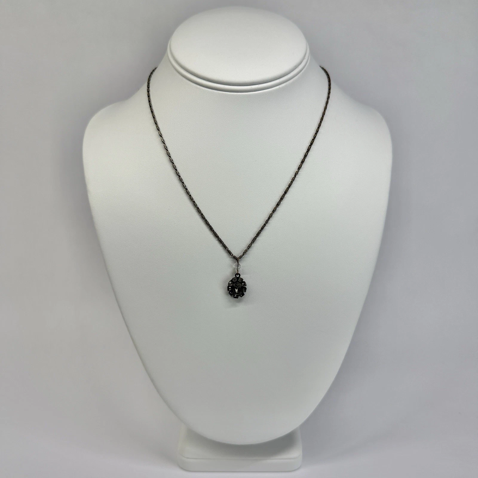 LIZ PALACIOS Swarovski Crystal Bead Floral Brass Vintage Necklace N646
