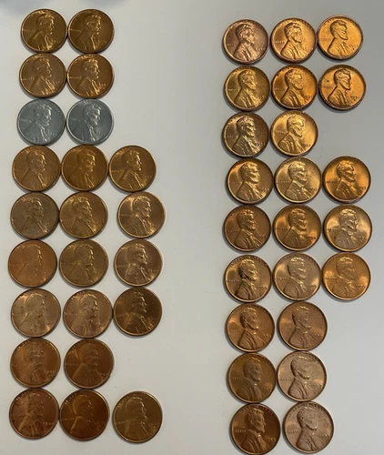 1941-1958 PDS Lincoln Wheat Uncirculated set of 46 different pennies 50 total