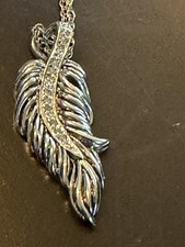 Diamonds Feather Sterling Silver Pendant Bradford Exchange 'When Angels are near