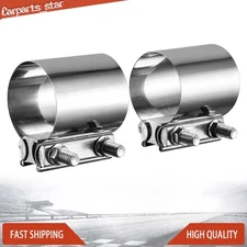 2pcs 2.5 Inch Butt Joint Band Exhaust Clamp T304 Stainless Steel Sleeve Coupler