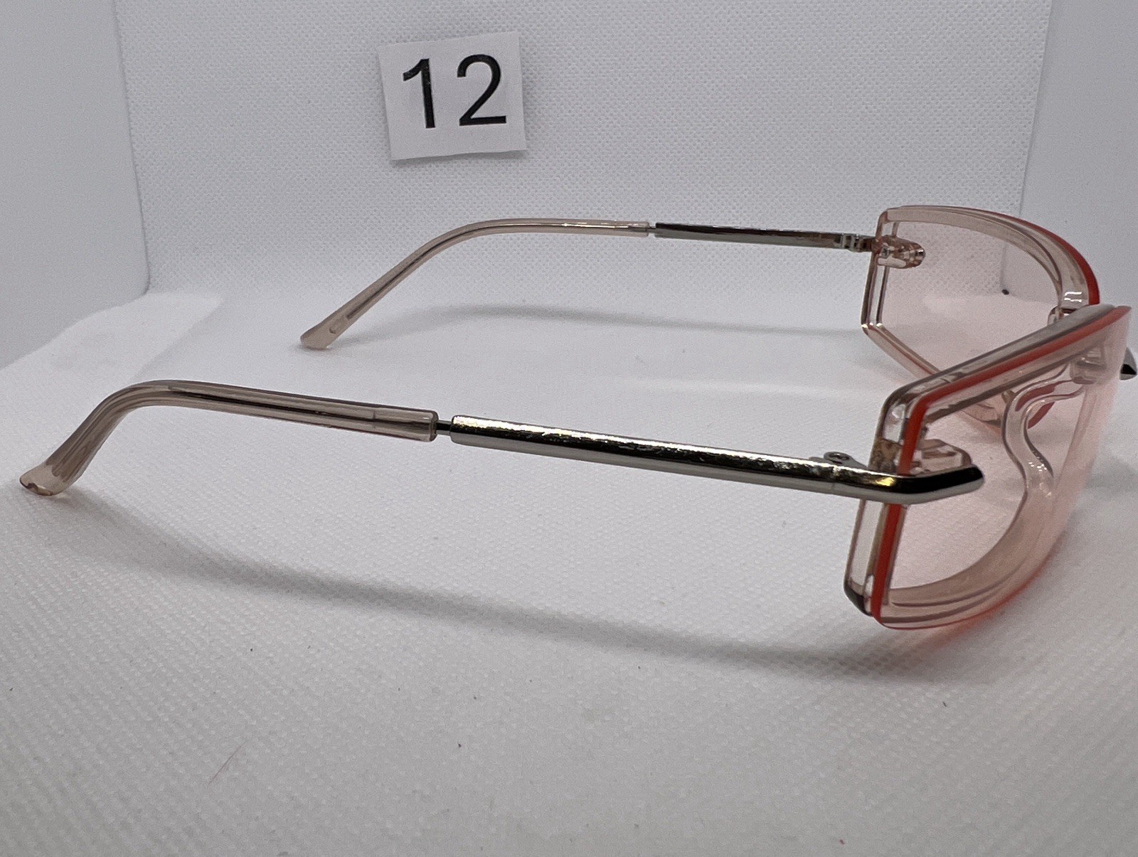 Pink Transparent Rectangular Sunglasses Slim Meta… - image 3