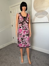 Tahari Arthur S. Levine Pink Brown Floral Sleeveless Knee Length Dress Size 8