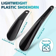 2x Black Plastic Shoe String Shoe Horn Lightweight Prevent Damage Back of Shoe