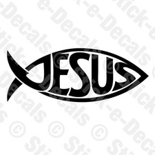 Jesus Fish Vinyl Decal Christian Jesus Christ Religious God Ichthys Faith