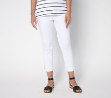 Isaac Mizrahi Live Regular 24/7 Stretch Icon Straight Leg Crop Pants Bright Whi