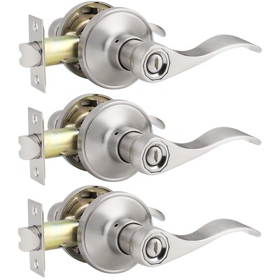 Probrico 3er Pack Innentürgriffe, Sichtschutzschloss, Nickel Satin UVP 46£