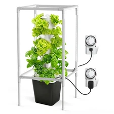 30 Pods Vertical 6 Tiers Pump Hydroponic Growing System Tower with Grow Lights