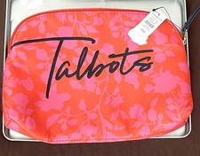     Talbots Makeup Cosmetic Bag Case Orange P...