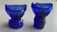 Eye Wash Cups WYETH Cobalt Blue Glass Rinsing Cups Apothecary Eyecups - VTG