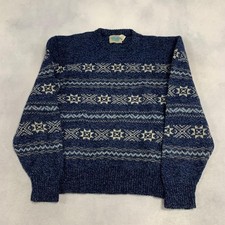 Vintage Knitted Jumper Abstract Patterned Grandad Knit Sweater Men's L
