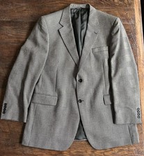 Jos. A. Bank Glen Plaid Blazer Mens 46L Silk Camel Hair 2-Button Black White
