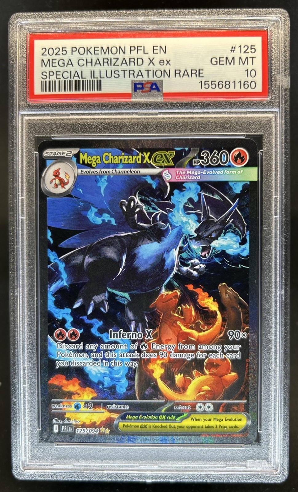 2025 Pokemon PFL Mega Charizard X ex Special Illustration Rare #125/094 PSA 10 view 1