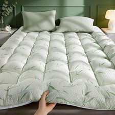Mattress Topper Viscose Made from Bamboo Pillow Top Mattress Queen Green