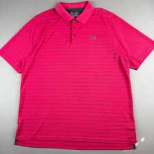 Under Armour Heatgear Mens XL Pink Striped 100 Polyester Performance Polo