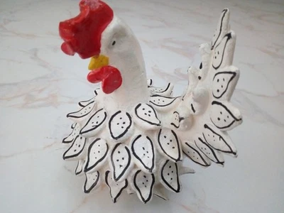 coq en terre cuite, objet artisanal, hauteur 10 centimètres - Photo 1/4
