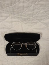 Vintage Silver Color Wire Rim Reader Eyeglasses with Velvet Lined Clam Case