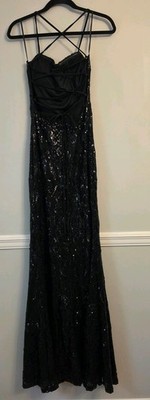 Windsor Black sequin floor-length Prom Dress, strappy lace-up Medium | eBay