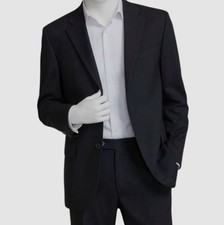 Nautica Mens Black Stripe Modern-Fit Nested Sport Coat Suit Jacket Size 42L