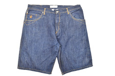 Rocawear Men's Size 46 Raw Denim Embroidered Graphic Jean Shorts Loose Hip Hop