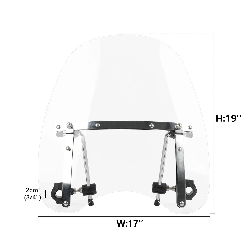 Parabrisas de motocicleta grande 19"x17" para Yamaha Road Star XV1600A XV1700A Warrior Foto 2 de 4