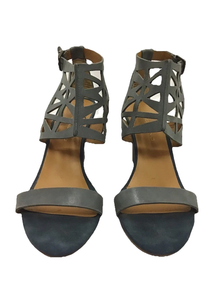 Bandolino Suede Wedge Sandal Gray/Blue Size 7 - Image 2 of 4