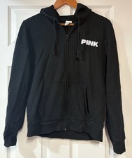 Victoria's Secret PINK Zip-Up Hoodie Size L Black Palm Sunset