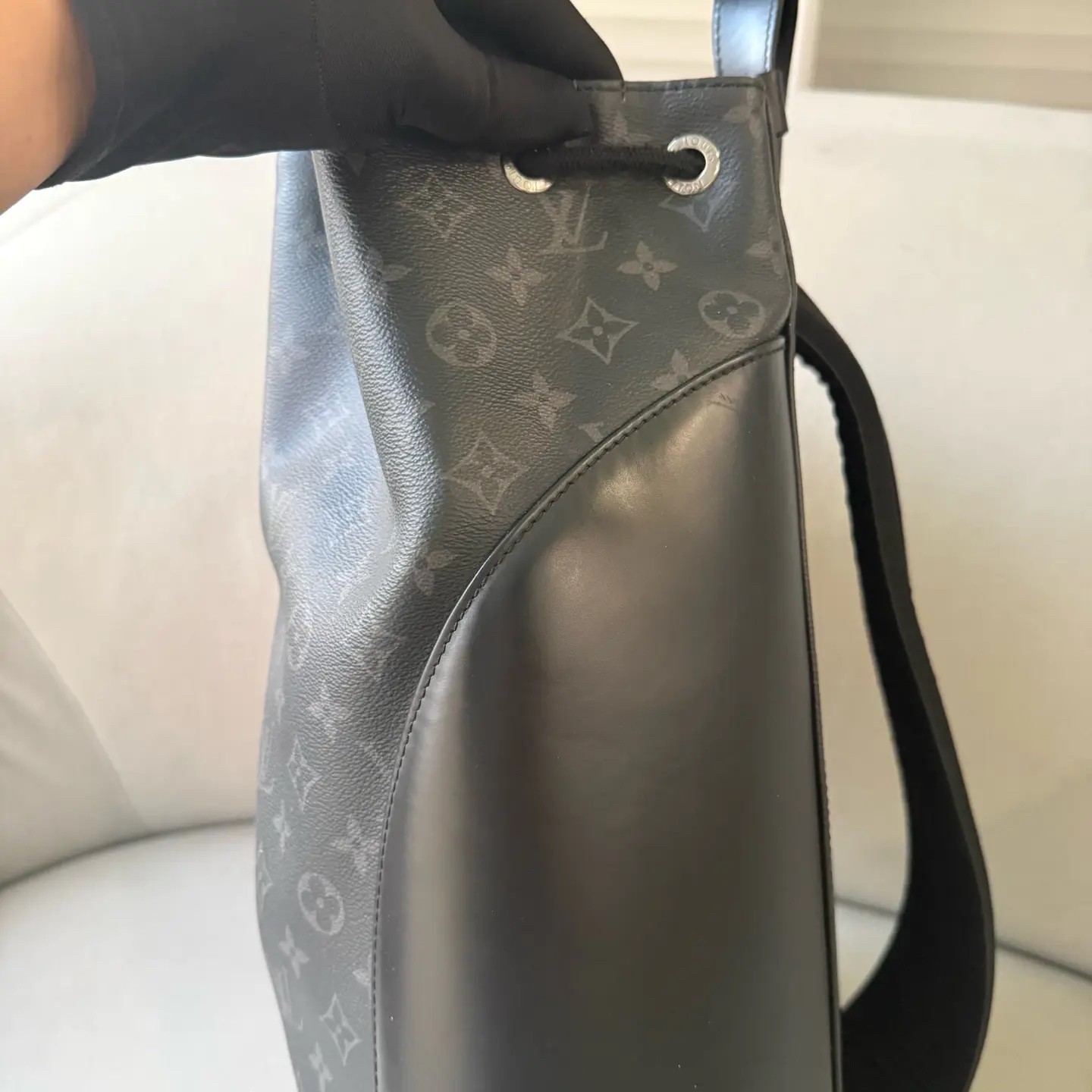 Authentic Sleek LV Eclipse Backpack Crafted Black… - image 10