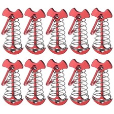 Fishbone Deck Anchor Pegs 10PCS - Aluminium Tent Stakes with Buckle - Red