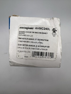 NEW Eaton Arrow Hart AHMC240L Manual Motor Controller Switch 2P Toggle 40A 600V