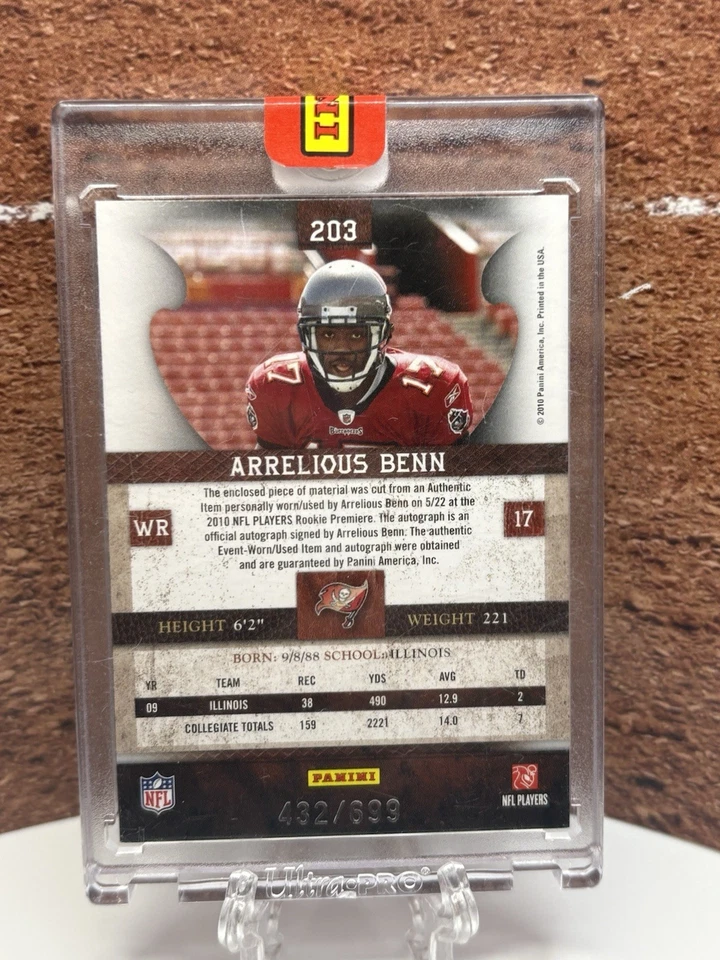 2010 Panini Plates And Patches Football Arrelious Benn Red RPA /699 - Image 2 of 2