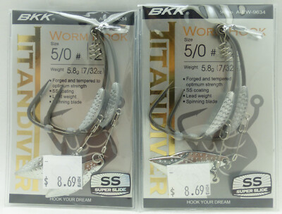 BKK Titandiver 5/0 Worm hook 7/32oz Weighted willow blade 2 packs of 2