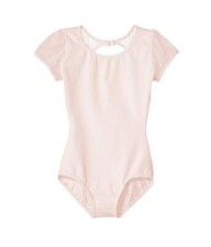Puff Sleeve Keyhole Back Leotard - Girls Pink Intermediate