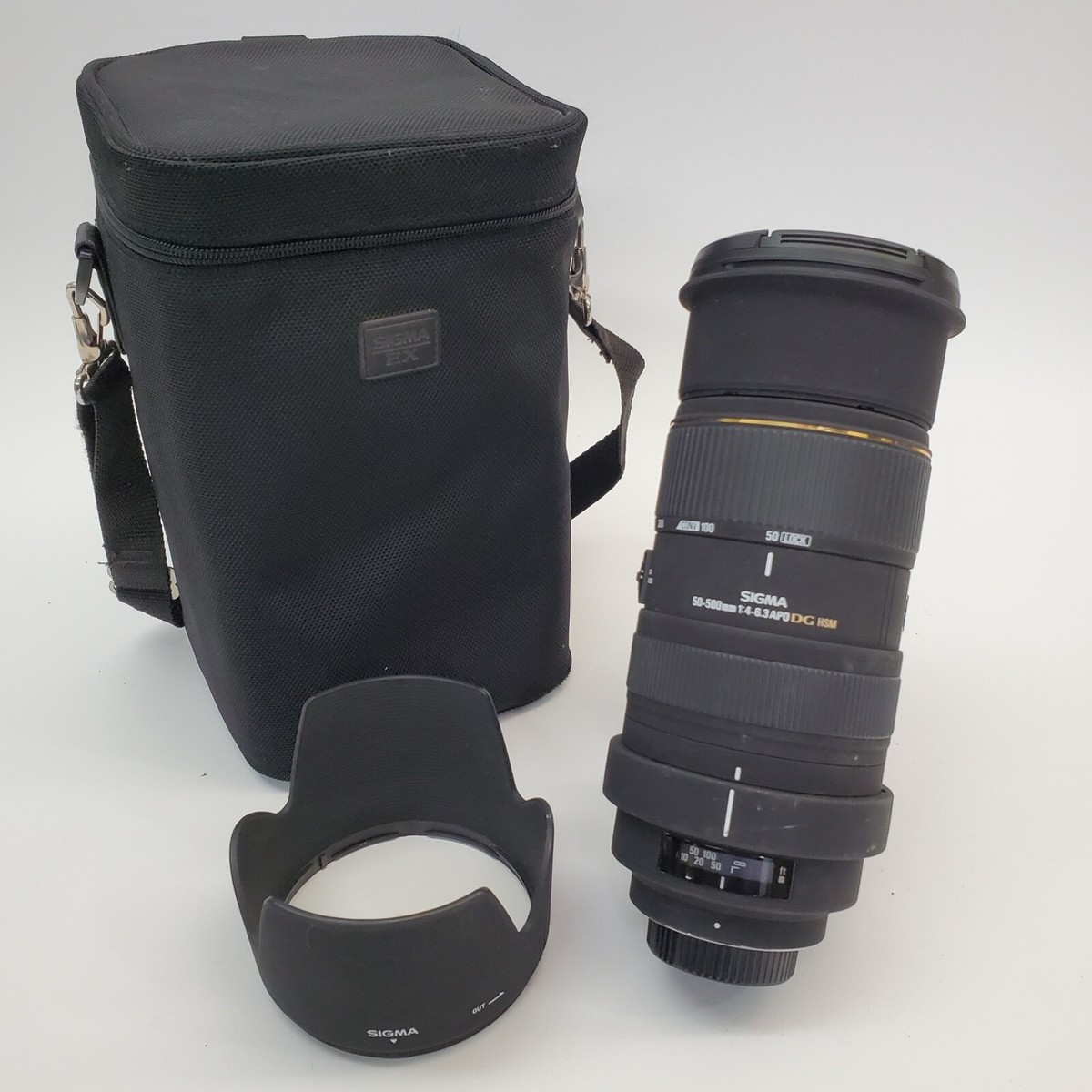 Sigma EX 50-500mm f/4-6.3 APO DG HSM Lens Nikon F Mount w/Hood and