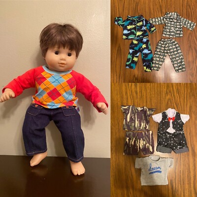 American Girl BITTY TWIN Baby Boy - BROWN Eyes Hair + AG & Homemade Outfits LOT