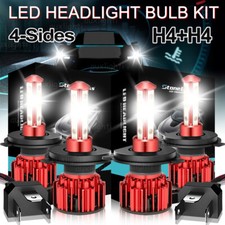 4pcs H4h4 Led Headlight Bulbs Conversion Kit Highlow Beam 6500k Bright White