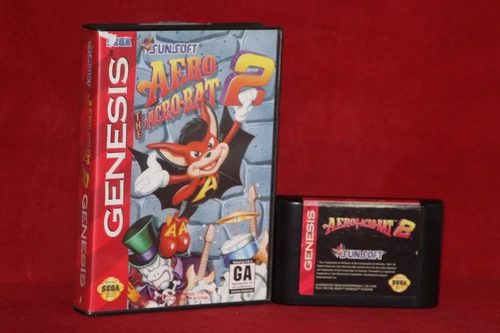 Aero the Acro-Bat 2 (Sega Genesis, 1995) Authentic Game Cartridge + Case