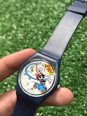 Vintage Popeye Watch QUARTZ WATER RESISTANT BLUE NEED BATTERY