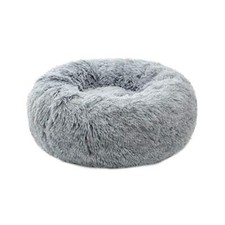 Calming Donut Dog Bed Small, Plush Round Cuddler 20.0"L x 20.0"W x 8.0"Th Grey