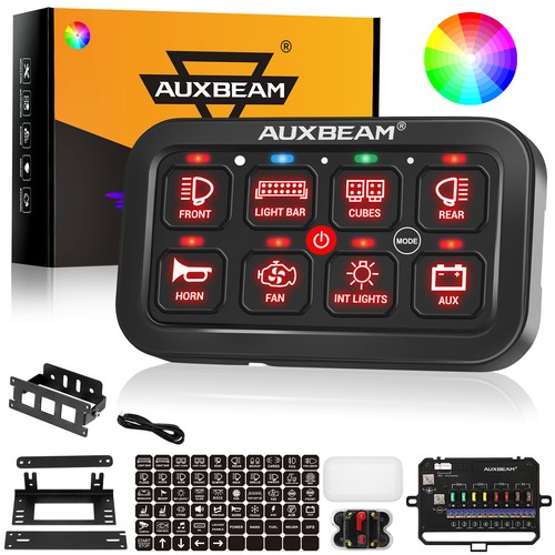 Panel de interruptor de 8 velocidades AUXBEAM RGB BARRA DE LUZ LED sistema de relé barco marino camión ATV - Imagen 2 de 11