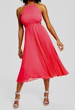 Michael Michael Kors Pleated Georgette Cutout Dress Geranium, XL, $295