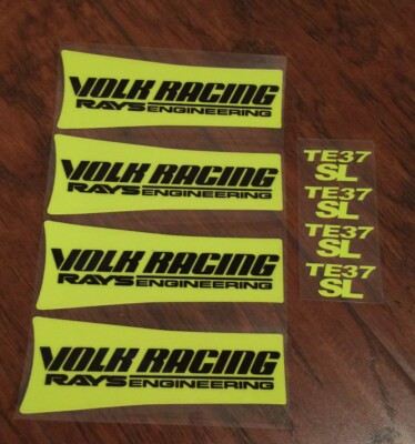 JDM Reflective VOLK Racing TE37SL Wheel sticker decals yellow letter Drift