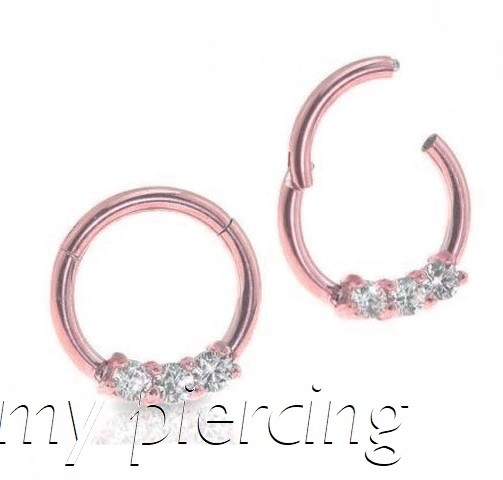 16G 3/8" Paved CZ Gem Helix Earring | Segment Clicker Hoop Hinged Ring In Steel